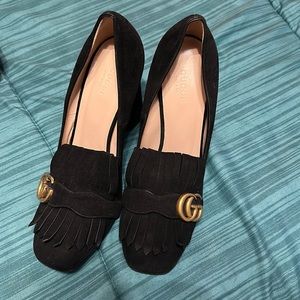 gucci marmont suede heel black